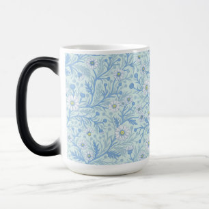 Madeliefjes in wit en blauw op zeeglas magische mok