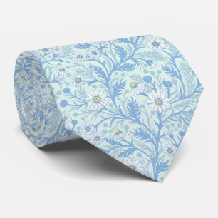 Madeliefjes in wit en blauw op zeeglas stropdas