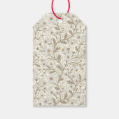 Madeliefjes in wit en bruin op gebroken wit cadeaulabel (Voorkant)