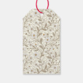 Madeliefjes in wit en bruin op gebroken wit cadeaulabel (Achterkant)