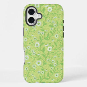 Madeliefjes in wit en groen op honingdauwgroen iPhone 16 plus hoesje
