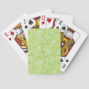Madeliefjes in wit en groen op honingdauwgroen pokerkaarten