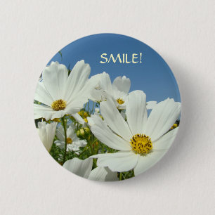 Madeliefjes Knop GLIMLACH! Knop Valentijnsdag cade Ronde Button 5,7 Cm