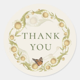 Madeliefjes Krans Bedankt Ronde Sticker