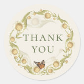 Madeliefjes Krans Bedankt Ronde Sticker (Voorkant)