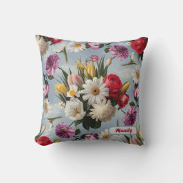 madeliefjes, lelies en tulpen kussen