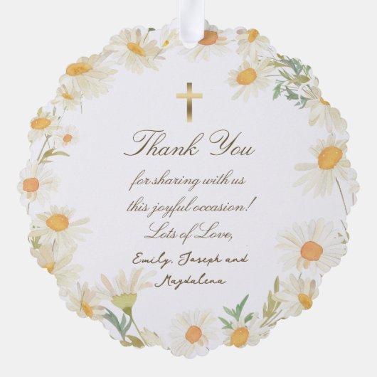 madeliefjes lijst Doop dank u Ornament Kaart (Achterkant)