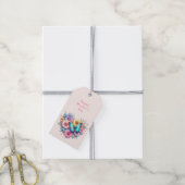 Madeliefjes met een blauwe vlinder Moederdag Cadeaulabel (Met Touw)