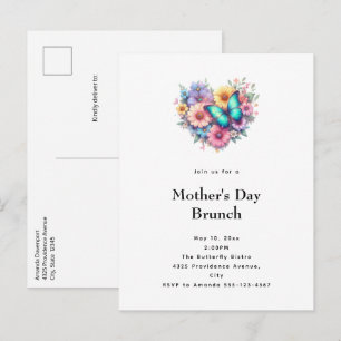 Madeliefjes met een Blauwe Vlinder Moederdag Uitnodiging Briefkaart