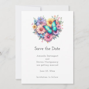 Madeliefjes met een Bruiloft van een Mooie Vlinder Save The Date