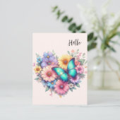 Madeliefjes met een mooie vlinder briefkaart (Staand voorkant)