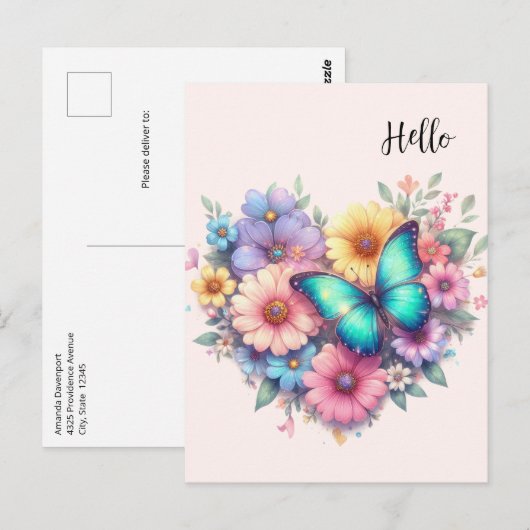 Madeliefjes met een mooie vlinder briefkaart (Voorkant / Achterkant)