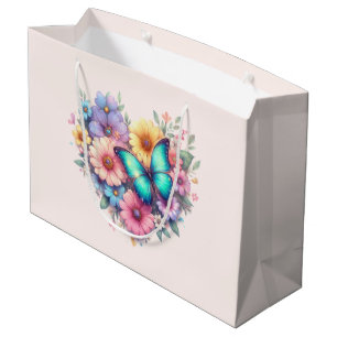 Madeliefjes met een mooie vlinder groot cadeauzakje