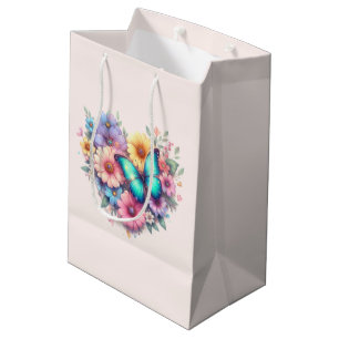 Madeliefjes met een mooie vlinder medium cadeauzakje