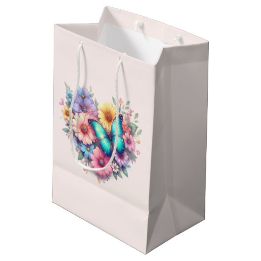 Madeliefjes met een mooie vlinder medium cadeauzakje (Achterkant Gekanteld)