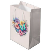 Madeliefjes met een mooie vlinder medium cadeauzakje (Voorkant Gekanteld)