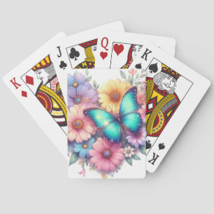 Madeliefjes met een mooie vlinder pokerkaarten