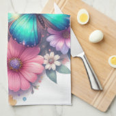 Madeliefjes met een mooie vlinder theedoek (Quarter Fold)