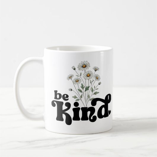  madeliefjes met quote - Be Kind Koffiemok (Links)