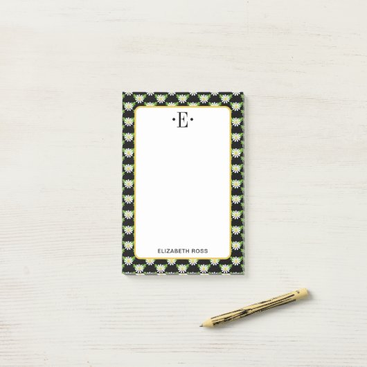 Madeliefjes Monogram Post-it® Notes (Op bureau)