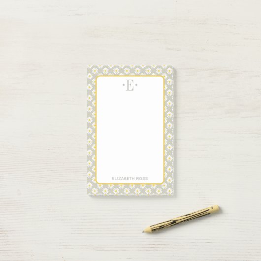 Madeliefjes Monogram Post-it® Notes (Op bureau)