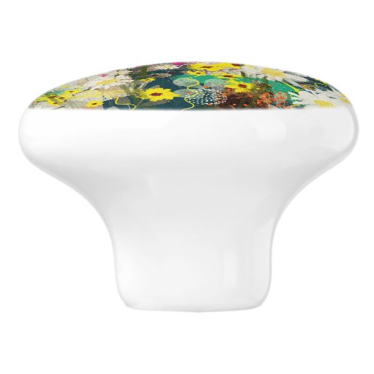  madeliefjes - Natuur geïnspireerde bloemenkunst - Keramische Knop (Zijkant)