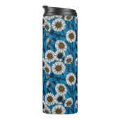 Madeliefjes op blauw thermosbeker (Geroteerd rechts)