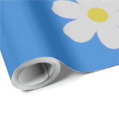 Madeliefjes op blauwe achtergrond cadeaupapier (Rol Hoek)