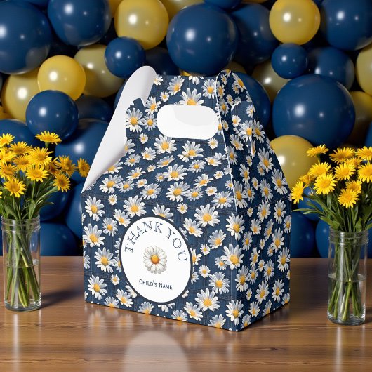 Madeliefjes op Blauwe Denim Verjaardag Bedankdoosjes