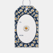 Madeliefjes op Blauwe Denim Verjaardag Cadeaulabel (Voorkant)