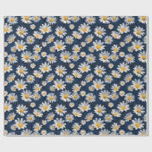Madeliefjes op Blauwe Denim Verjaardag Cadeaupapier (Vlak)
