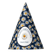 Madeliefjes op Blauwe Denim Verjaardag Feesthoedjes (Voorkant)