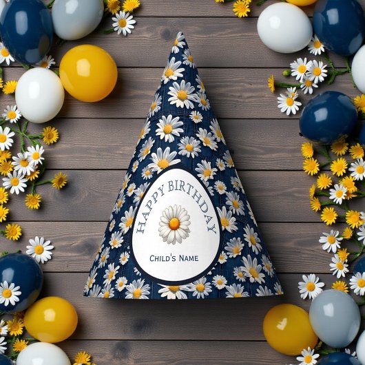 Madeliefjes op Blauwe Denim Verjaardag Feesthoedjes