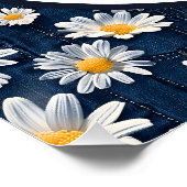 Madeliefjes op Blauwe Denim Verjaardag Perfect Poster (Hoek)