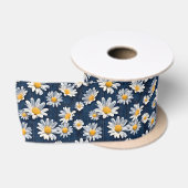 Madeliefjes op Blauwe Denim Verjaardag Satijnen Lint (Spoel)