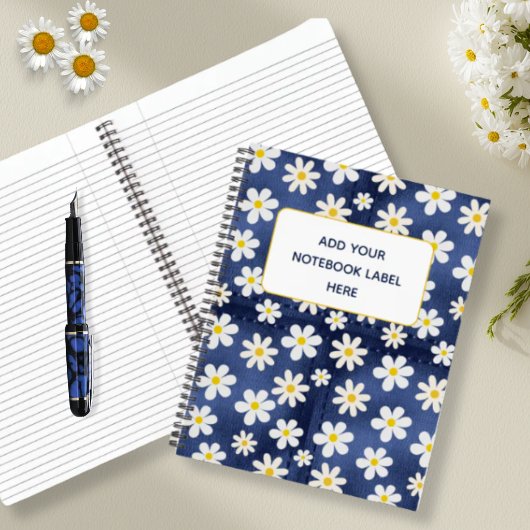 Madeliefjes op Denim Patroon Notitieboek