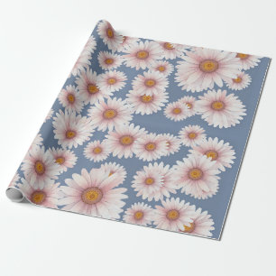 Madeliefjes op een mooie lavendel achtergrond aqua cadeaupapier