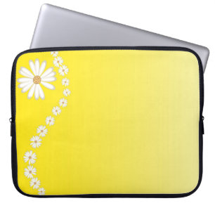 Madeliefjes op gele laptophoes laptop sleeve