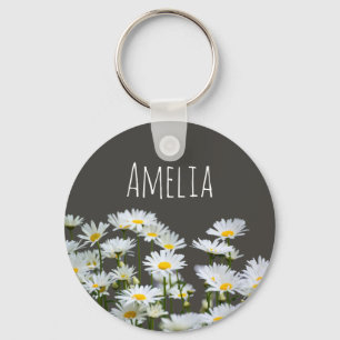 Madeliefjes op grijze achtergrond Persoonlijk Sleutelhanger