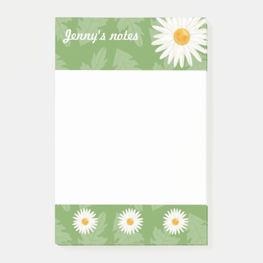 Madeliefjes Op Groen Met Aangepaste Titel Post-it® Notes (Voorkant)