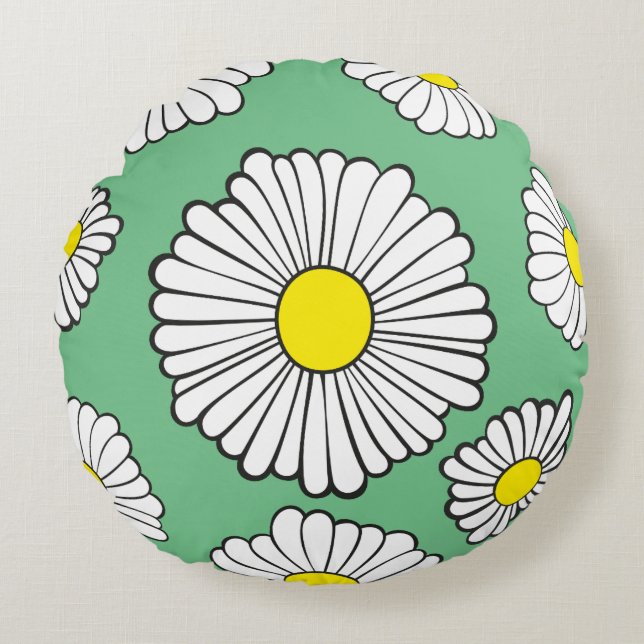 Madeliefjes op groen rond kussen (Voorkant)