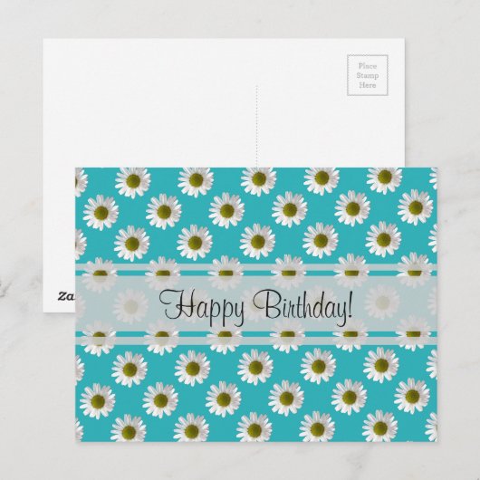 Madeliefjes op lichtblauwe Gefeliciteerd met je ve Briefkaart (Voorkant / Achterkant)