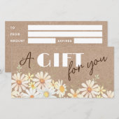 Madeliefjes op nep kraftpapier cadeaubon (Voorkant / Achterkant)