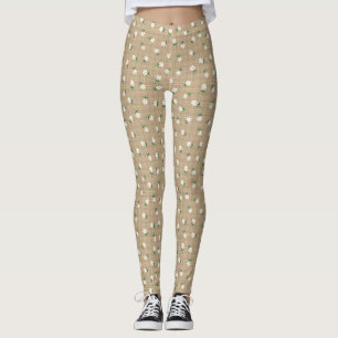 Madeliefjes op Plaid (kleine schaal) Bruin Leggings