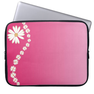 Madeliefjes op roze laptophoes laptop sleeve