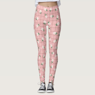 Madeliefjes op ruit (grote schaal) Roze Leggings