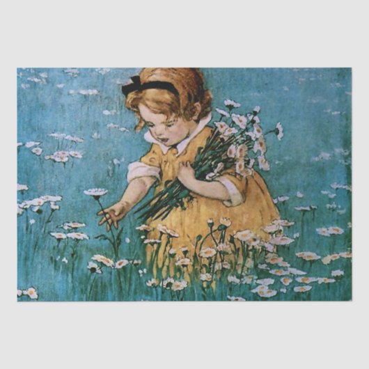 Madeliefjes plukken door Jessie Willcox Smith Tissuepapier (Voorkant)