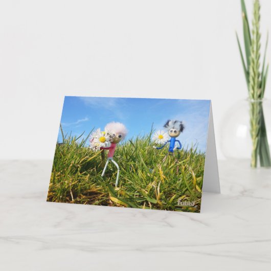 Madeliefjes plukkende fubby's. bedankkaart (Voorkant)