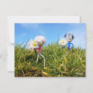 Madeliefjes plukkende fubby's. briefkaart