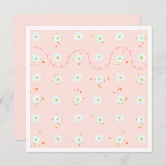 Madeliefjes Save the Date sjabloon met rand Kaart (Voorkant / Achterkant)